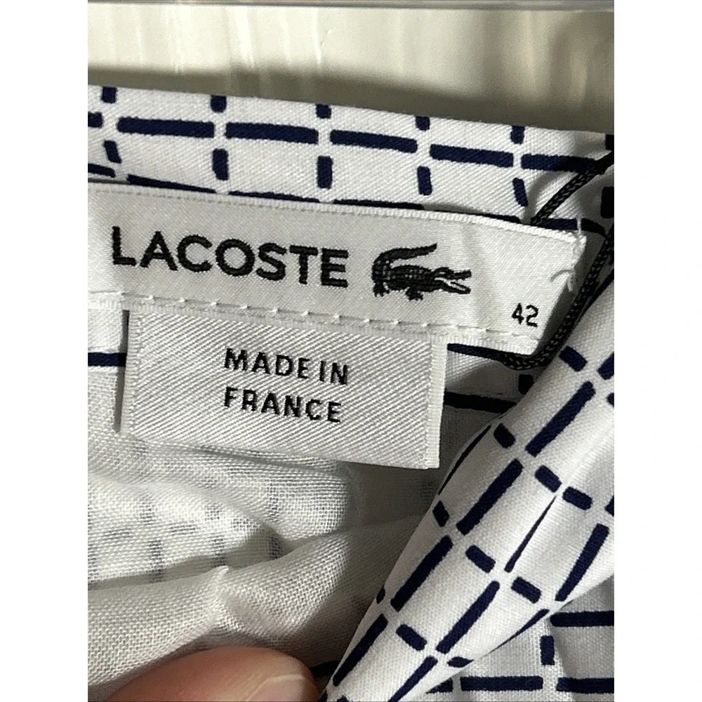LACOSTE Pleated Skirt , Size 42/10, White/Thermal Blue  NWT MSRP 195